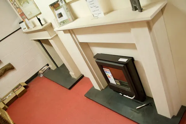 Fireplaces on display in our showroom